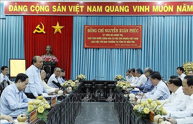 Chủ tịch nước Nguyễn Xuân Phúc làm việc với Ban Thường vụ Tỉnh uỷ Bến Tre