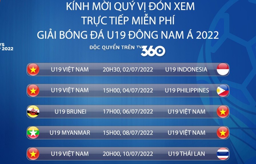Viettel sở hữu bản quyền phát sóng giải vô địch bóng đá U19 Đông Nam Á 2022