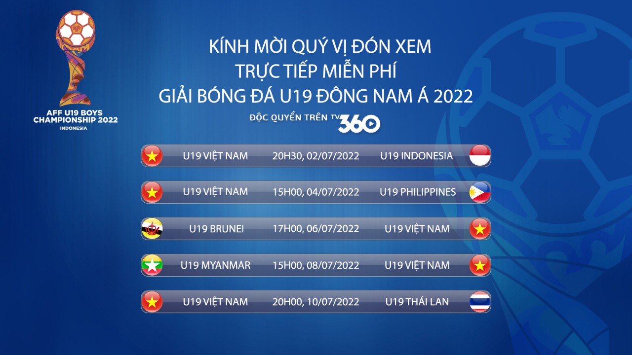 Viettel sở hữu bản quyền phát sóng giải vô địch bóng đá U19 Đông Nam Á 2022