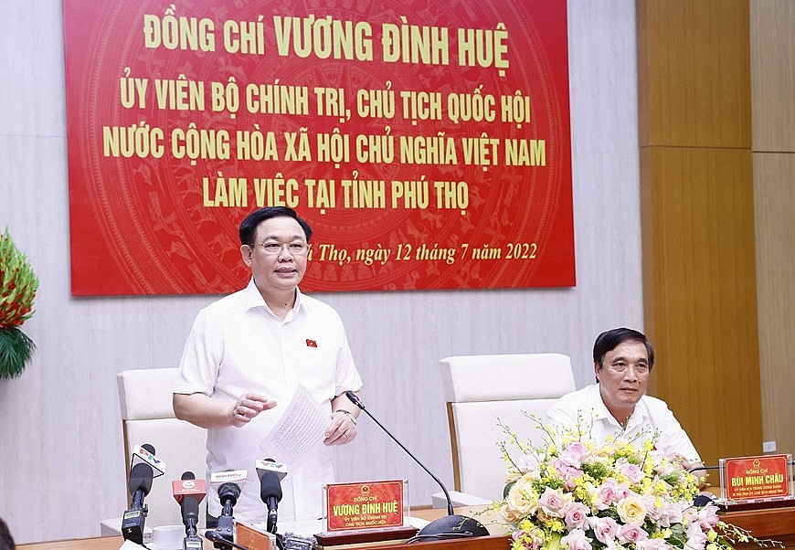 Chùm ảnh: Chủ tịch Quốc hội làm việc với Ban Thường vụ Tỉnh ủy Phú Thọ