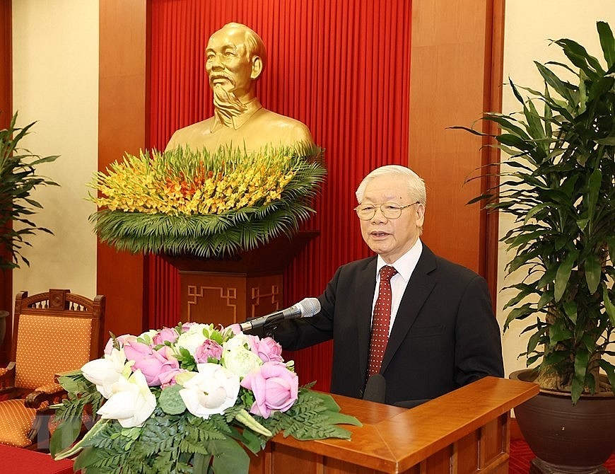 Hình ảnh Tổng Bí thư gặp mặt đại biểu dự Đại hội XI Hội Chữ thập Đỏ Việt Nam