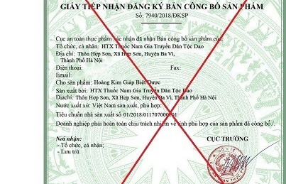 Cảnh báo giả mạo giấy xác nhận để bán sản phẩm Hoàng Kim Giáp biệt dược trên mạng