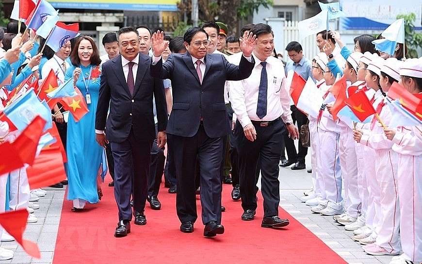 Thủ tướng Phạm Minh Chính dự Lễ khai giảng tại Trường Tiểu học Đoàn Thị Điểm