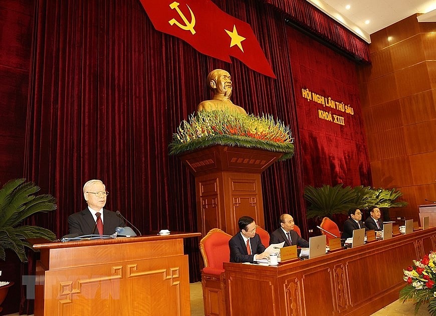 Hình ảnh Tổng Bí thư chủ trì hội nghị Trung ương Đảng lần thứ sáu
