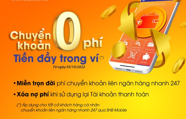 Chuyển khoản không phí – tiền đầy trong ví cùng SHB