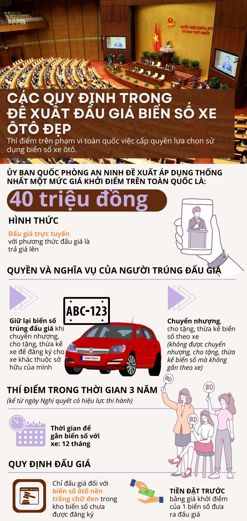 Infographics: Quy định chi tiết về đề xuất đấu giá biển số ôtô đẹp