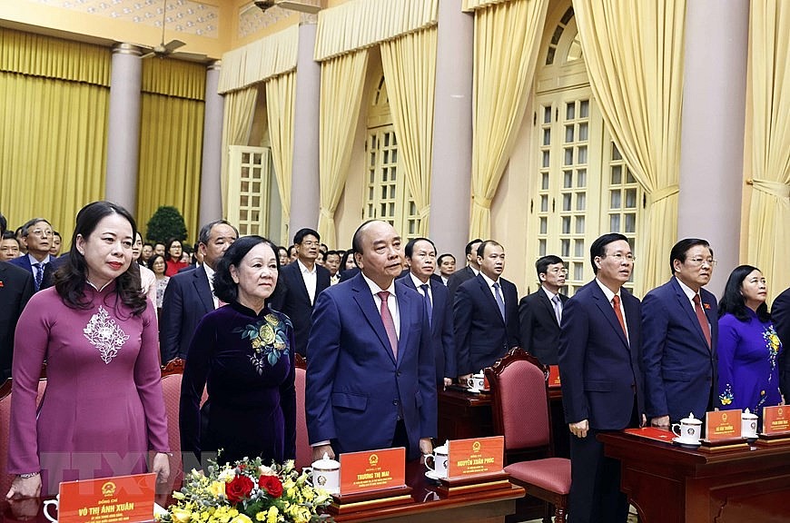 Lễ trao Huy hiệu 40 năm tuổi Đảng tặng Chủ tịch nước Nguyễn Xuân Phúc