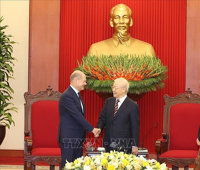Tổng Bí thư Nguyễn Phú Trọng tiếp Thủ tướng Đức Olaf Scholz thăm chính thức Việt Nam