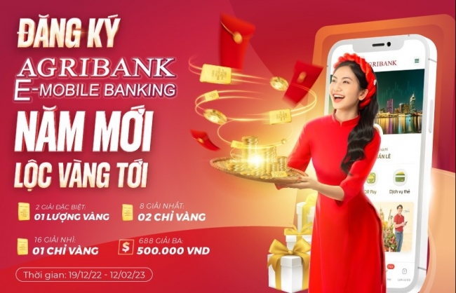 Rước “lộc vàng” khi mở tài khoản Agribank E-Mobile Banking