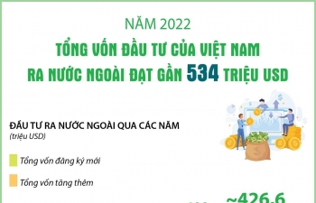 Năm 2022: Tổng vốn đầu tư của Việt Nam ra nước ngoài đạt gần 534 triệu USD