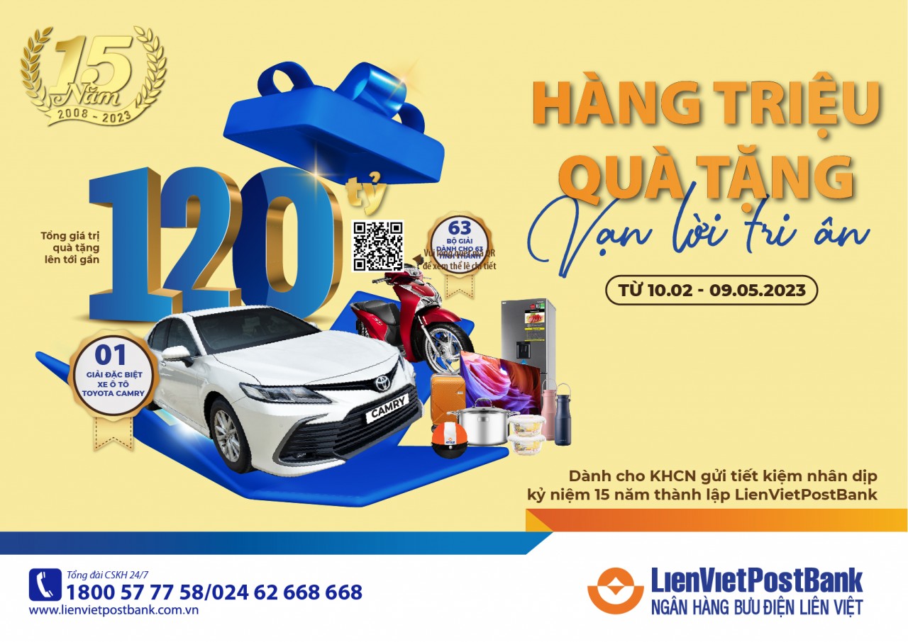 LienVietPostBank dành gần 120 tỷ đồng quà tặng cho khách hàng gửi tiết kiệm