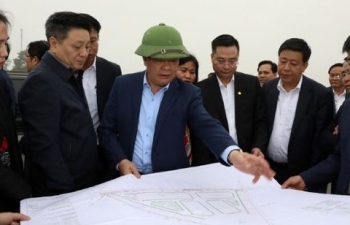 Bí thư Thành ủy Đinh Tiến Dũng kiểm tra tiến độ giải phóng mặt bằng Dự án Vành đai 4