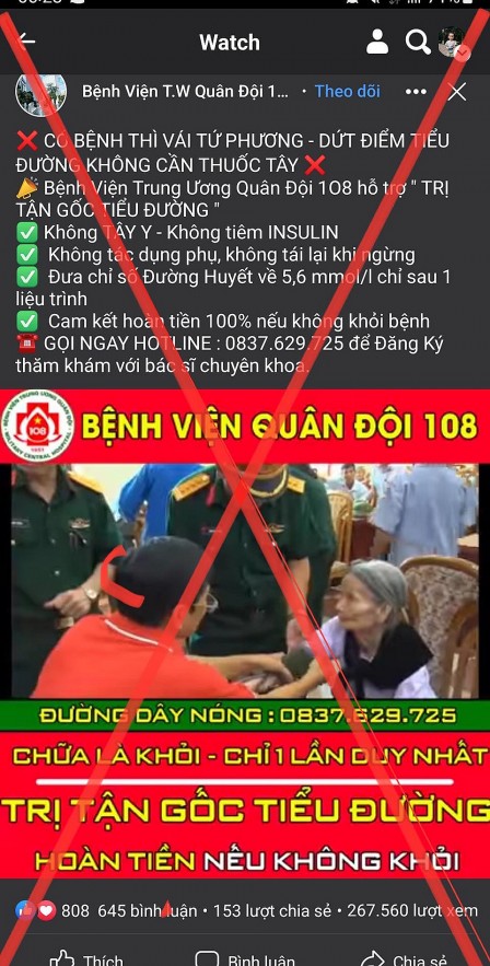 Mạo danh Bệnh viện Trung ương Quân đội 108 để lừa đảo bệnh nhân