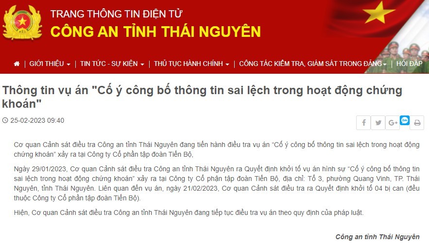 Khởi tố 4 bị can tại Công ty cổ phần Tập đoàn Tiến Bộ