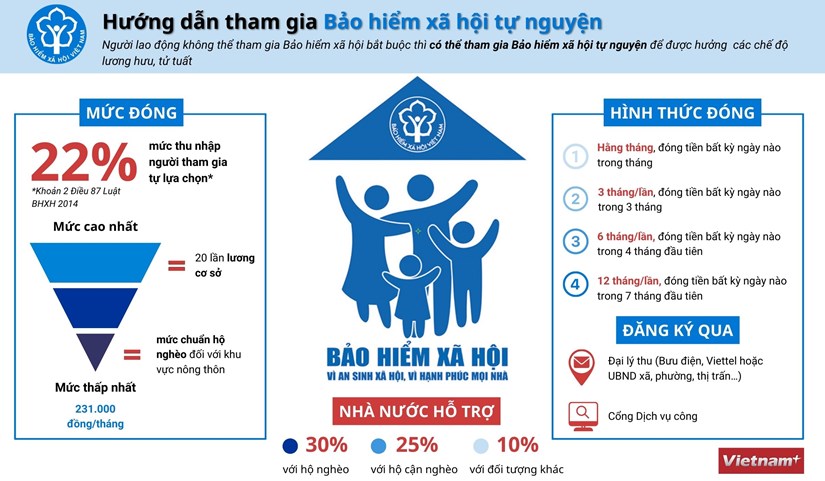 Infographics: Hướng dẫn tham gia Bảo hiểm xã hội tự nguyện