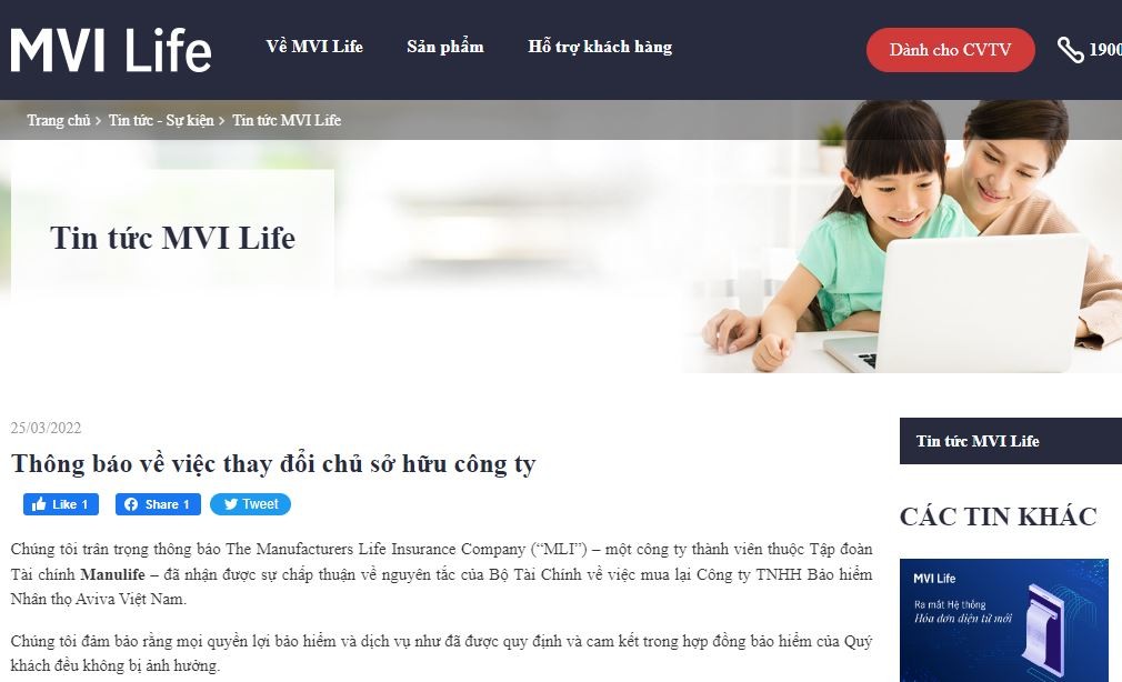 Website bảo hiểm MVI 