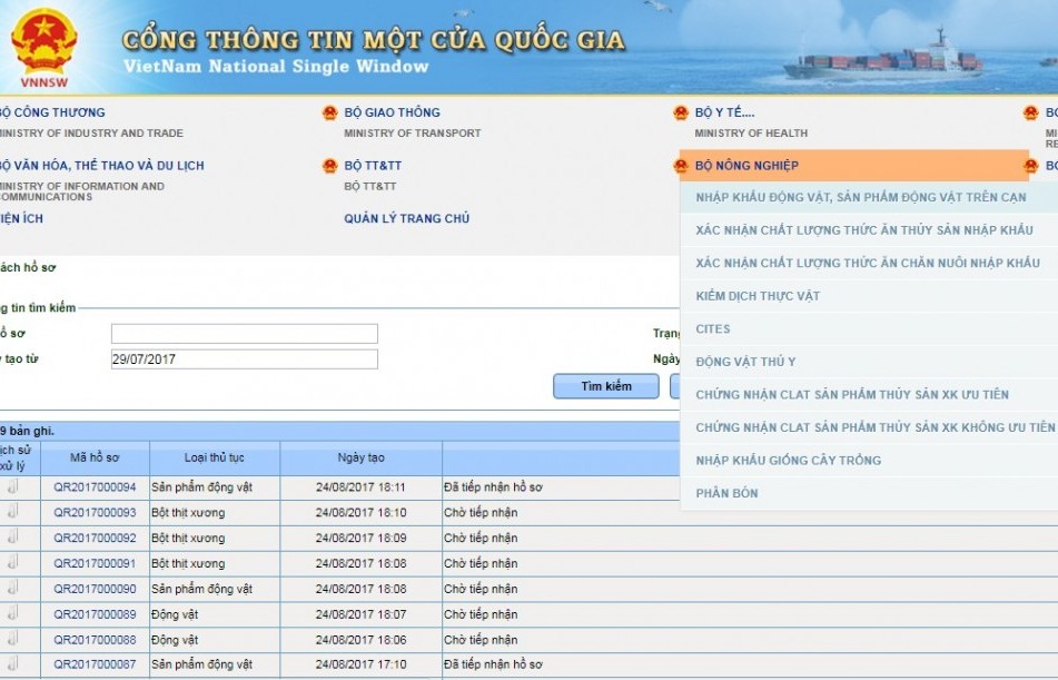 Nâng cấp 2 thủ tục về nông nghiệp trên Cổng thông tin một cửa quốc gia