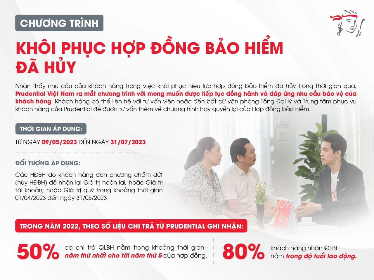 Prudential triển khai chương trình hỗ trợ khách hàng khôi phục hiệu lực hợp đồng bảo hiểm đã hủy