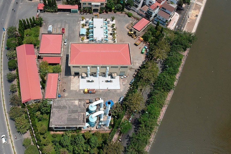 Nhà máy xử lý nước kênh Nhiêu Lộc - Thị Nghè (TP. Hồ Chí Minh) nhìn từ trên cao. Ảnh Đỗ Doãn