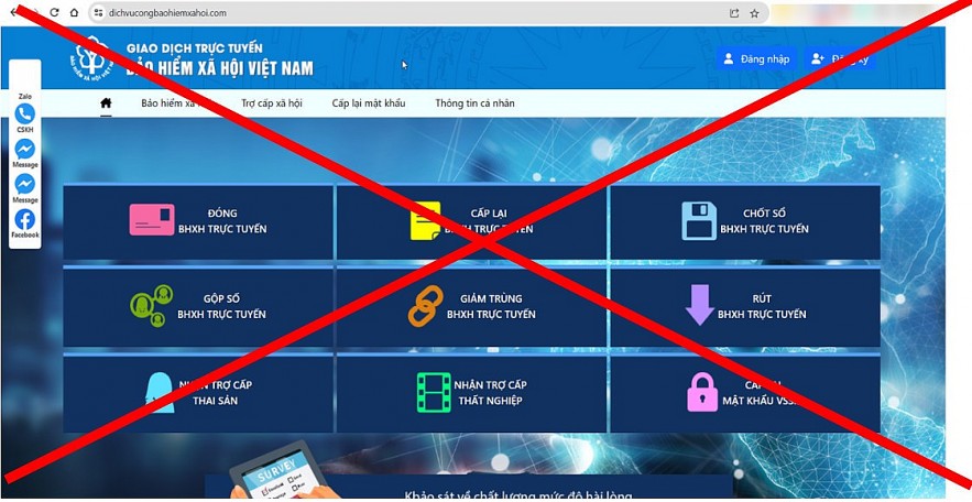 Cảnh báo trang web giả mạo Cổng dịch vụ công ngành Bảo hiểm Xã hội Việt Nam