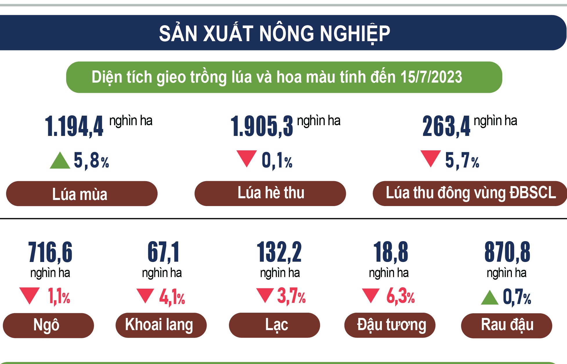 Inforgraphics: Sản xuất nông nghiệp 7 tháng năm 2023