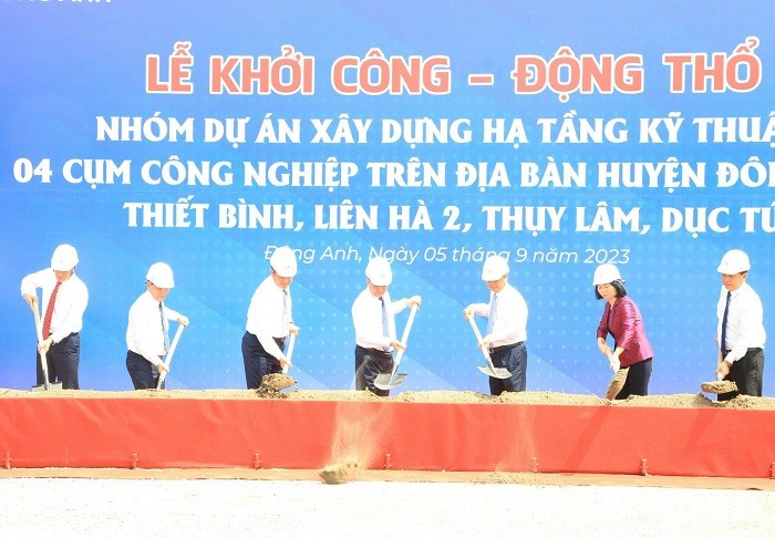 Bí thư Thành ủy Đinh Tiến Dũng dự lễ khởi công-động thổ 4 cụm công nghiệp tại huyện Đông Anh