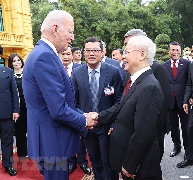 Tổng Bí thư Nguyễn Phú Trọng chủ trì Lễ đón chính thức Tổng thống Hoa Kỳ Joe Biden