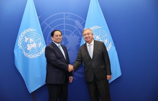 Thủ tướng Phạm Minh Chính gặp Tổng Thư ký Liên Hợp quốc