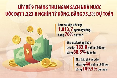 Thu ngân sách 9 tháng đạt 75,5% dự toán