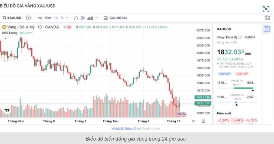 Giá vàng hôm nay (7/10): Vàng trong nước đã cao hơn thế giới 15,176 triệu đồng/lượng