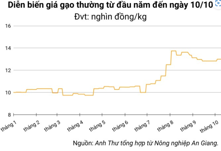 Ngày 11/10: Giá lúa trong nước không đổi, gạo xuất khẩu tăng trở lại