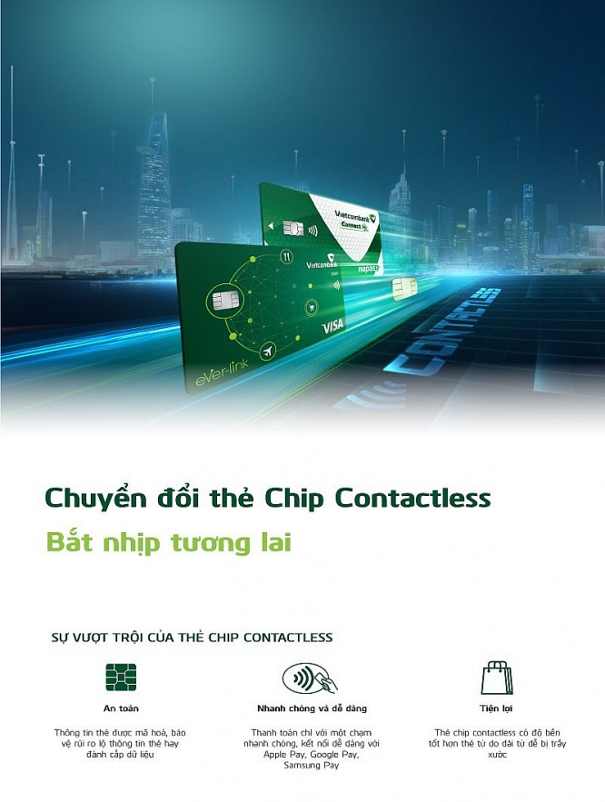 Thẻ Vietcombank Chip Contactless - Đổi mới thanh toán, chạm để cảm nhận