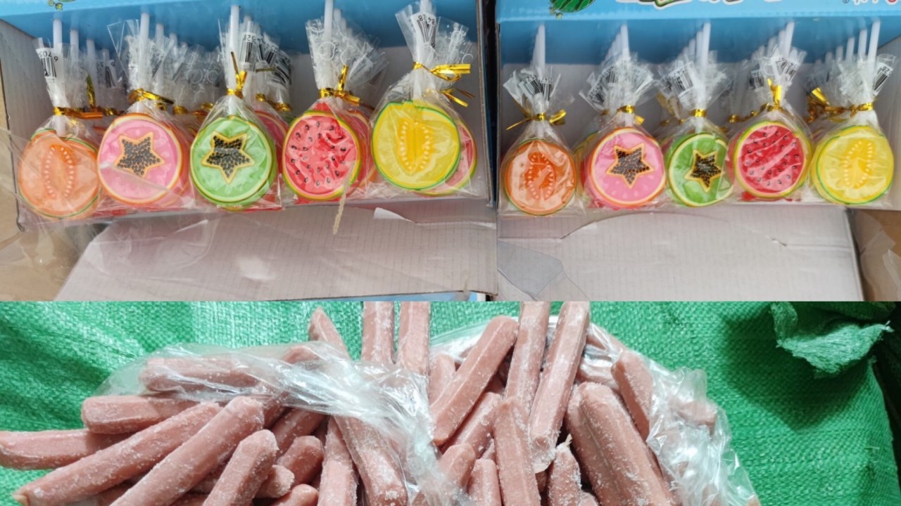 Lào Cai thu giữ 1.500 hộp kẹo mút và 400 kg xúc xích đông lạnh