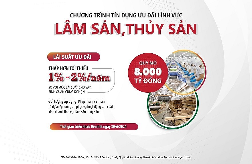 Agribank tiếp tục triển khai 8.000 tỷ đồng vốn tín dụng ưu đãi dành cho lĩnh vực lâm sản, thủy sản