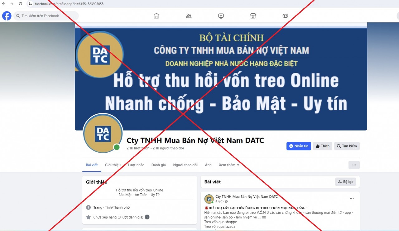 Cảnh báo hành vi mạo danh Công ty TNHH Mua bán nợ Việt Nam để lừa đảo