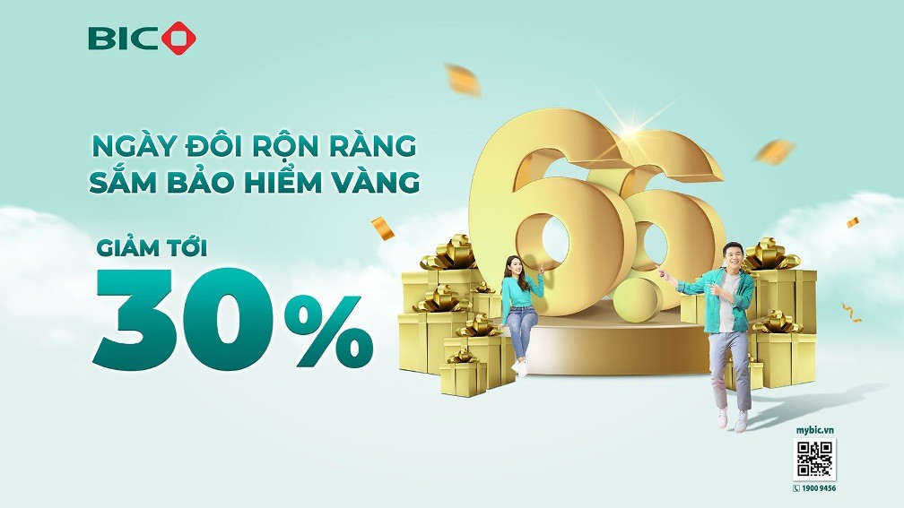 Ngày 6/6: BIC tặng ưu đãi vàng, giảm tới 30% phí bảo hiểm