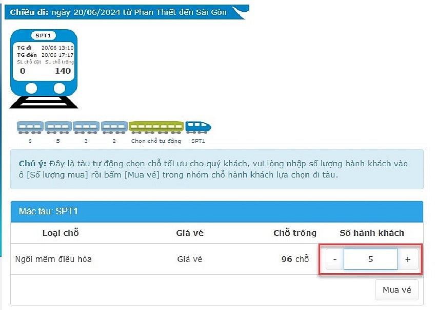 Đường sắt thí điểm bán vé tự động xếp chỗ từ ngày 20/6