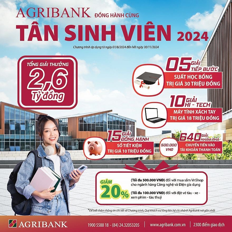 Agribank dành 2,6 tỷ đồng tặng tân sinh viên 2024