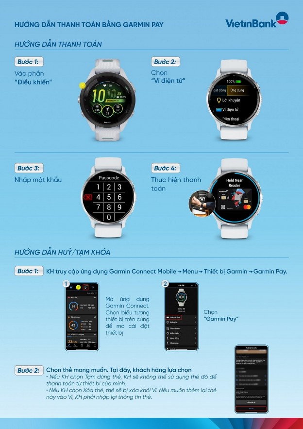 VietinBank mang trải nghiệm thanh toán một chạm Garmin Pay đến các chủ thẻ