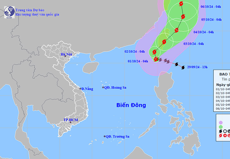 Thời tiết ngày 1/10: Bão Krathon giật cấp 17 đi vào Biển Đông, trở thành bão số 5