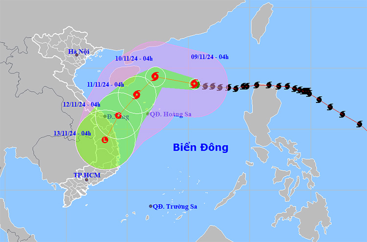 Thời tiết ngày 9/11: Bão số 7 gần vùng biển Hoàng Sa, biển động dữ dội