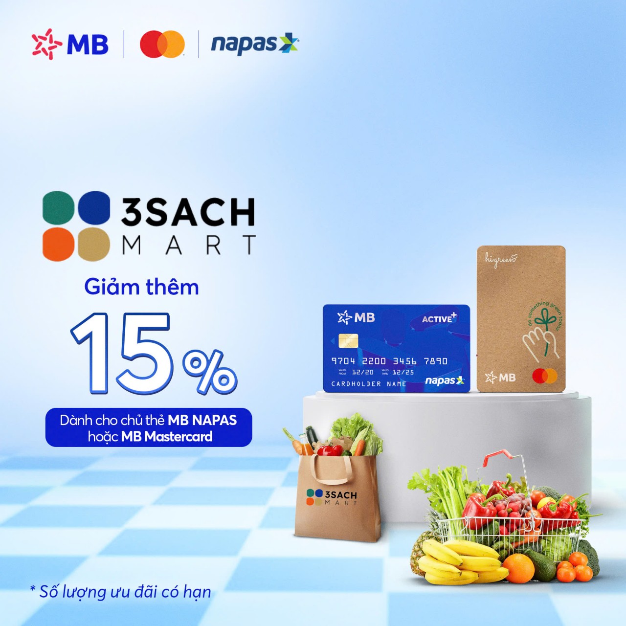 Giảm thêm 15% dành cho chủ thẻ MB NAPAS hoặc MB Mastercard