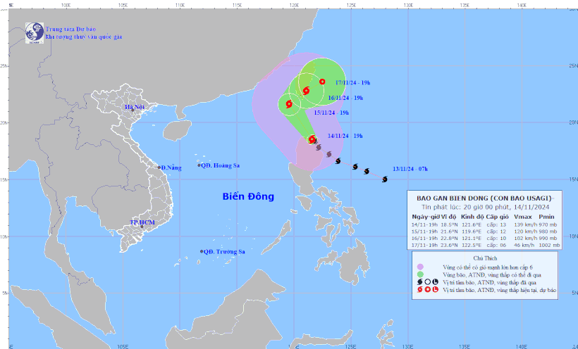 Xuất hiện bão Usagi gần Biển Đông và các chỉ đạo ứng phó