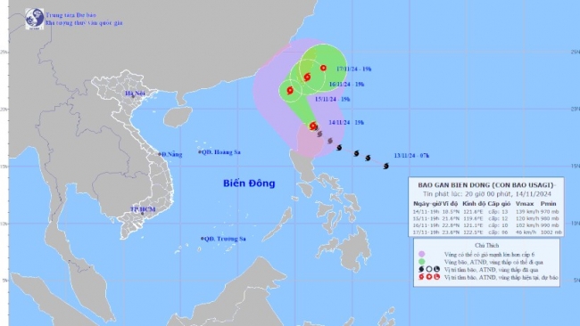 Xuất hiện bão Usagi gần Biển Đông và các chỉ đạo ứng phó