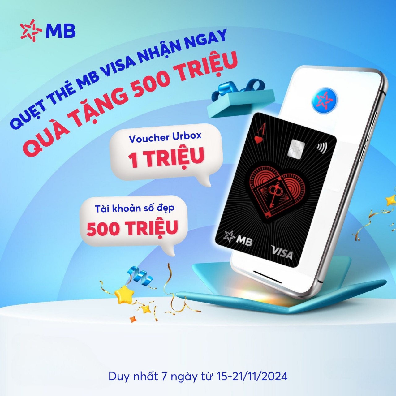 Ưu đãi đến 500 triệu dành cho chủ thẻ MB Visa