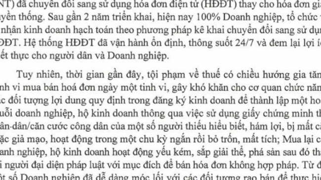 Cục Thuế tỉnh Bạc Liêu: Gửi thư ngỏ ngăn ngừa sử dụng hóa đơn bất hợp pháp