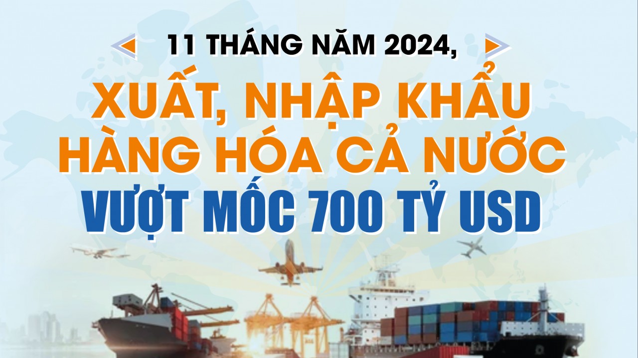 Infographics: Tổng kim ngạch xuất, nhập khẩu cả nước 11 tháng ước đạt 715,55 tỷ USD