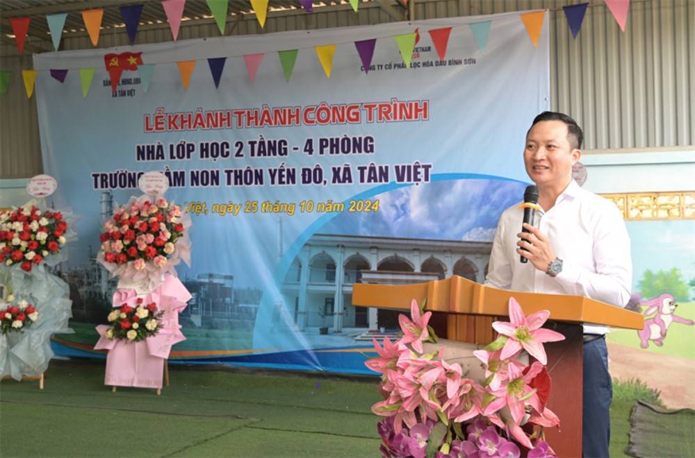 Khánh thành công trình nhà lớp học Trường Mầm non thôn Yến Đô do Công ty cổ phần Lọc hóa dầu Bình Sơn (BSR) tài trợ