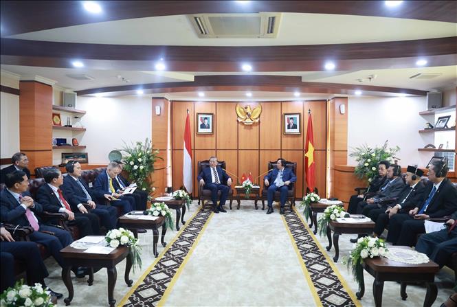 Tổng Bí thư Tô Lâm hội kiến Chủ tịch Hội đồng Đại biểu địa phương Indonesia Chú thích ảnh