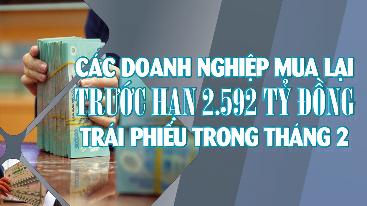 Tháng 2/2025, các doanh nghiệp mua lại trước hạn 2.592 tỷ đồng trái phiếu